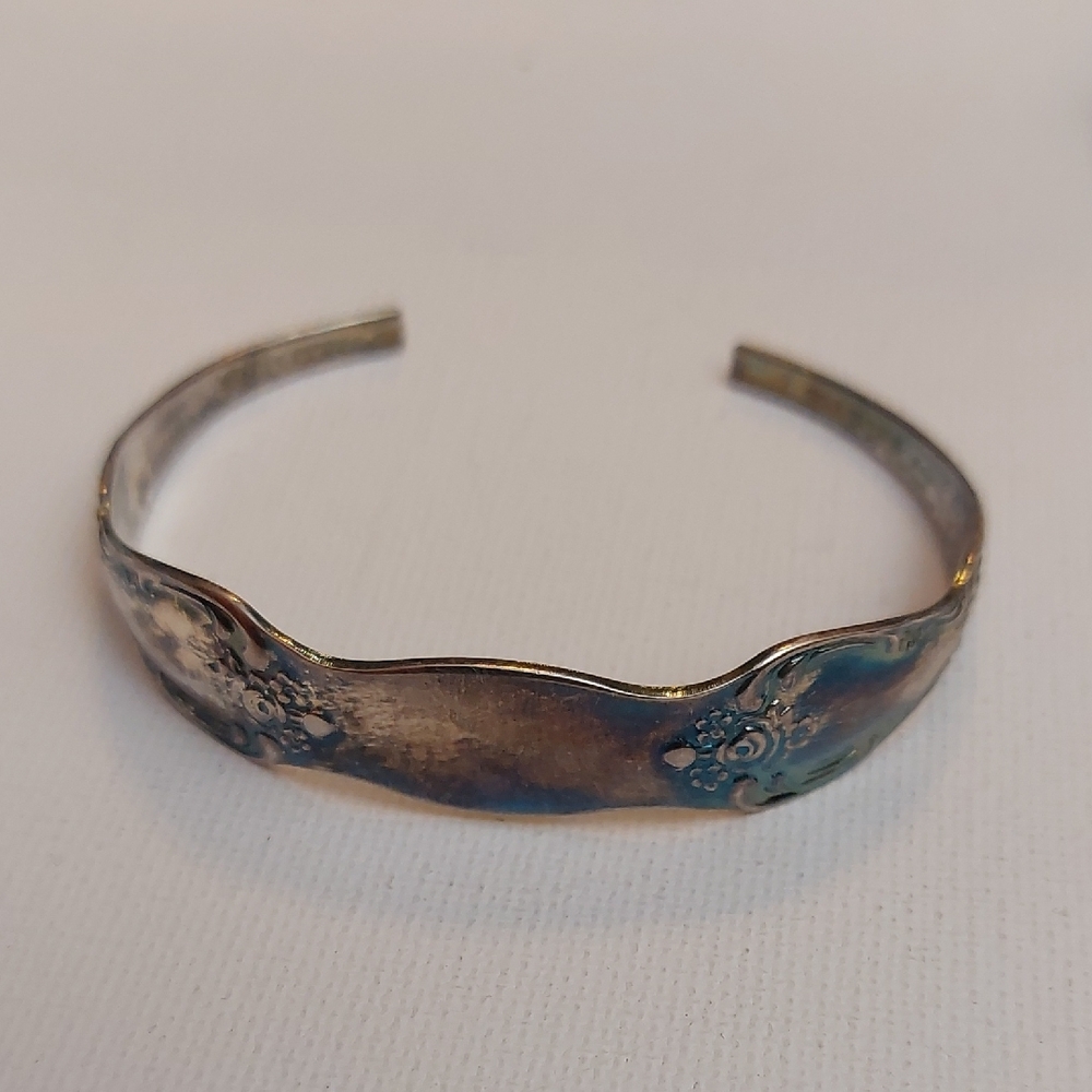 Vintage Wm. A. Rogers Oneida Ltd Spoon Cuff Bracelet Silver Plate Blank ID Style